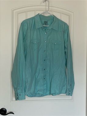 Women's Twenty X Turquoise Shirt with silver pin striping